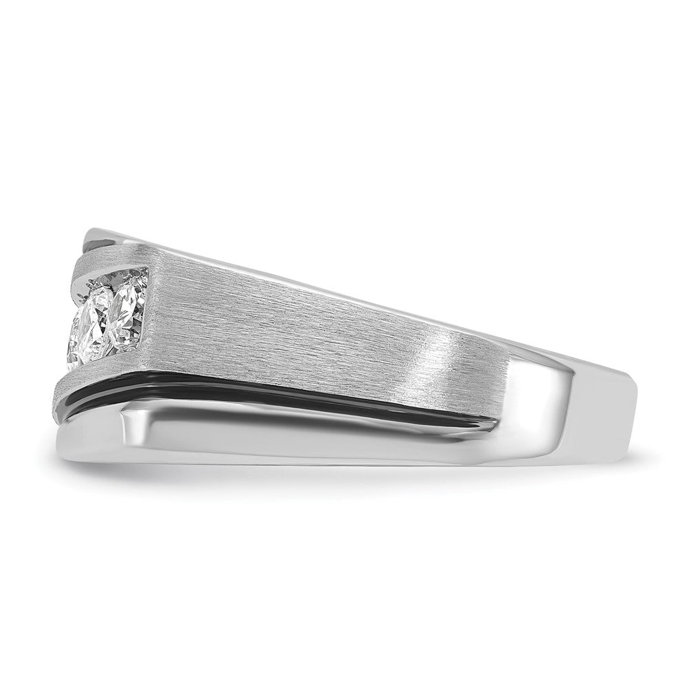 10k White Gold Men's Polished Satin and Grooved Ring Mounting