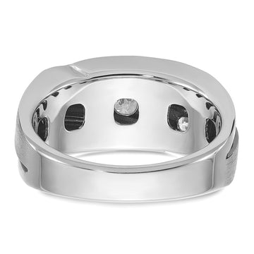 14k White Gold Men's Polished Satin and Grooved Ring Mounting