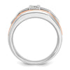 14k Two-tone White/Rose Gold Men's Satin 1/3 carat Diamond Complete Ring