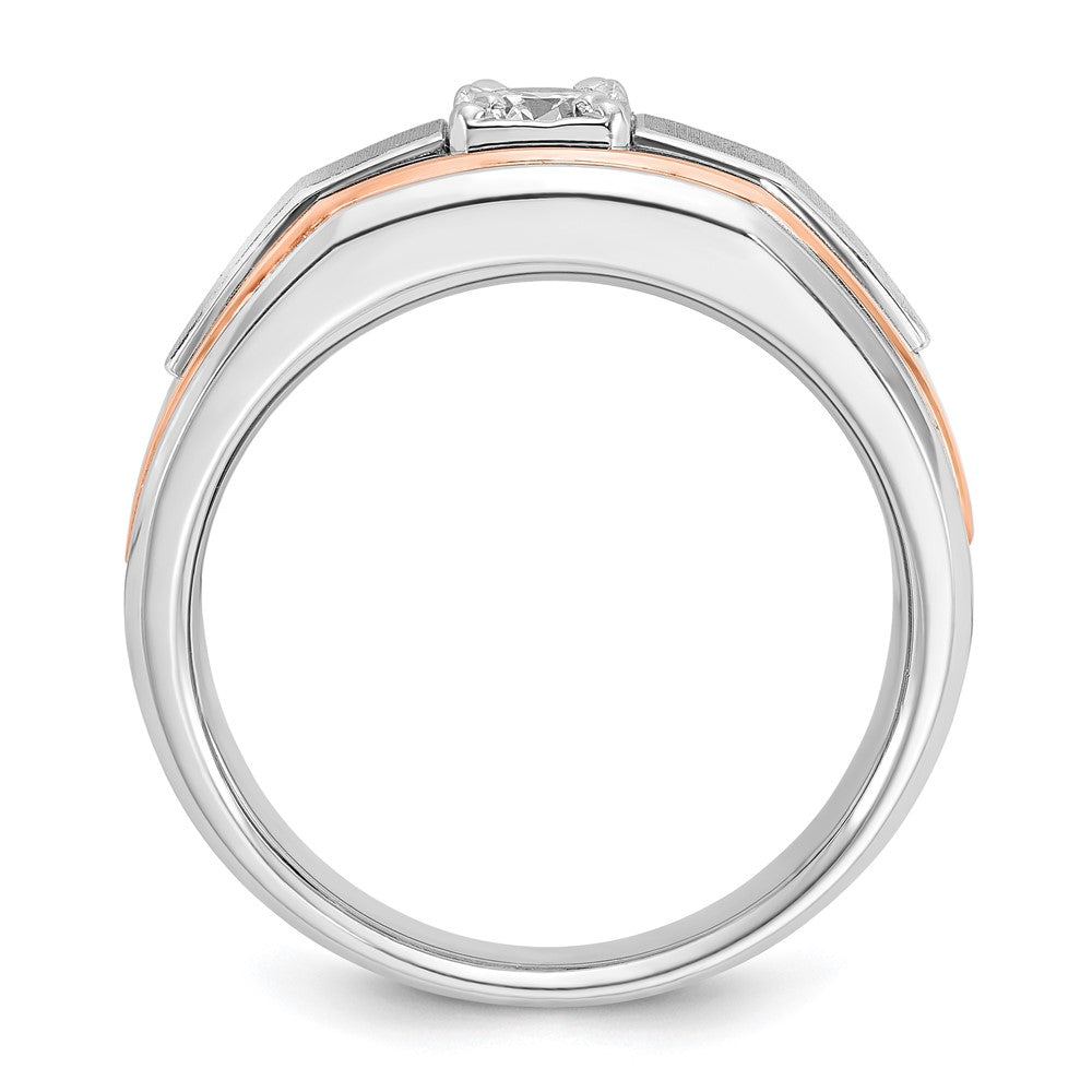 14k Two-tone White/Rose Gold Men's Satin 1/3 carat Diamond Complete Ring