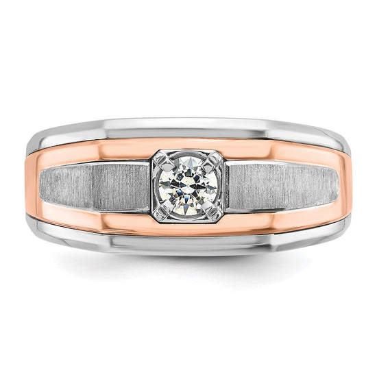 14k Two-tone White/Rose Gold IBGoodman Men's Satin Diamond Ring Mounting