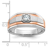 14k Two-tone White/Rose Gold Men's Satin 1/3 carat Diamond Complete Ring