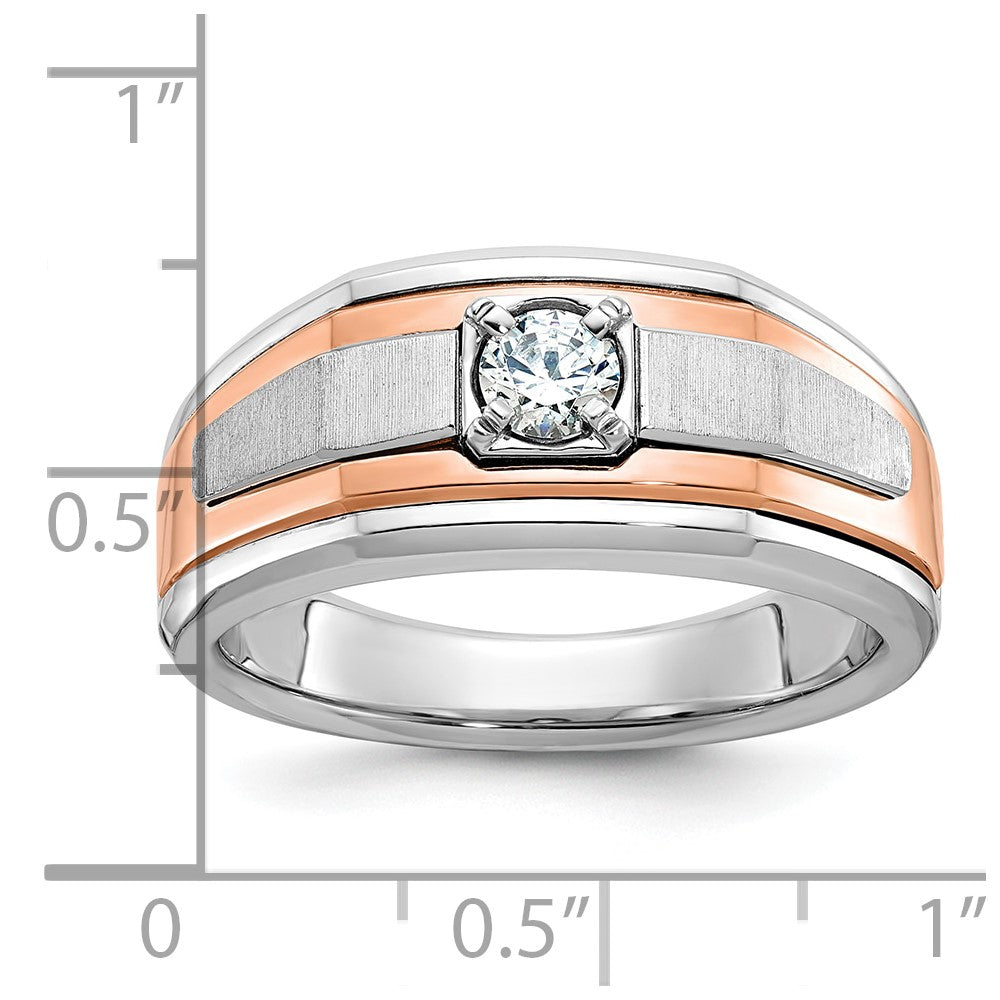 14k Two-tone White/Rose Gold Men's Satin 1/3 carat Diamond Complete Ring