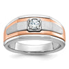14k Two-tone White/Rose Gold Men's Satin 1/3 carat Diamond Complete Ring