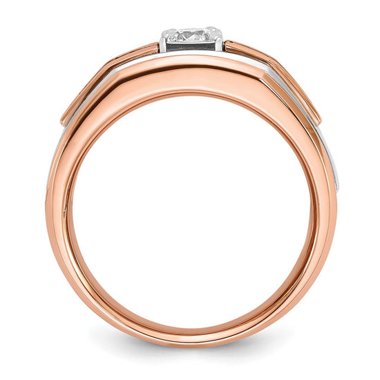 14k Two-tone White/Rose Men's 1/2 carat Black/White Diamond Complete Ring