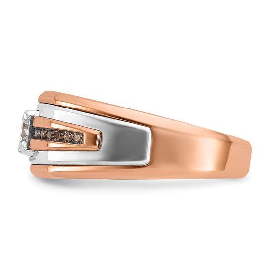 14k Two-tone White/Rose Men's 1/2 carat Black/White Diamond Complete Ring