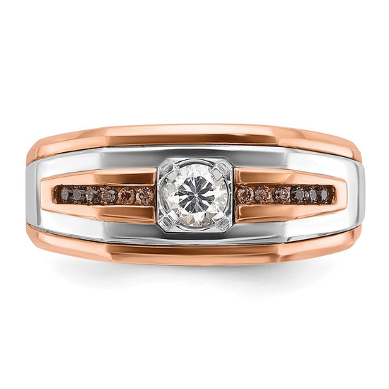 14k Two-tone White/Rose Men's 1/2 carat Black/White Diamond Complete Ring