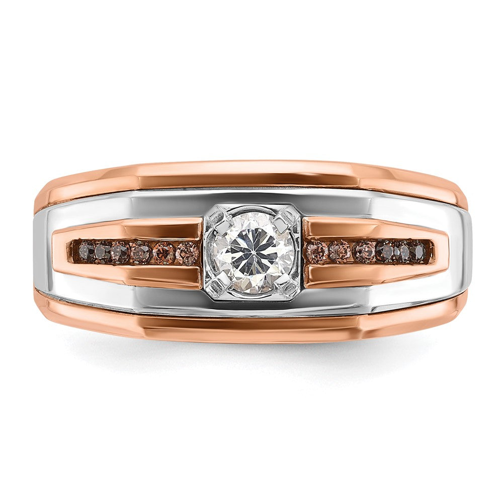 14k Two-tone White/Rose Men's 1/2 carat Black/White Diamond Complete Ring