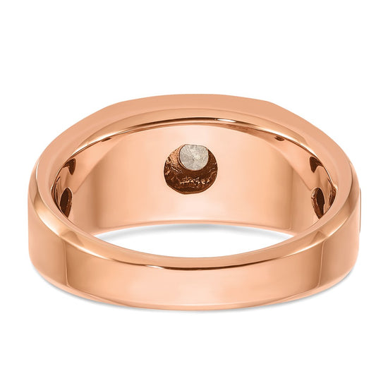 14k Two-tone White/Rose Men's 1/2 carat Black/White Diamond Complete Ring