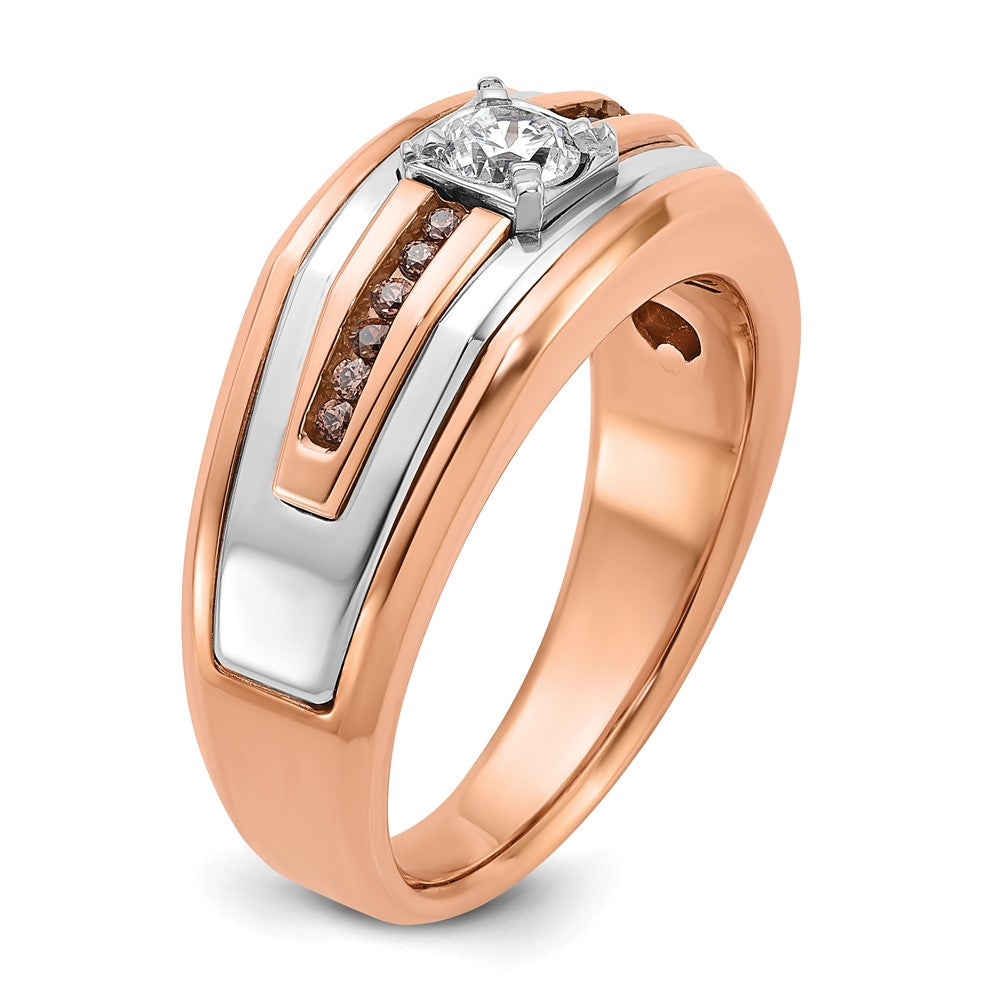 14k Two-tone White/Rose Men's 1/2 carat Black/White Diamond Complete Ring