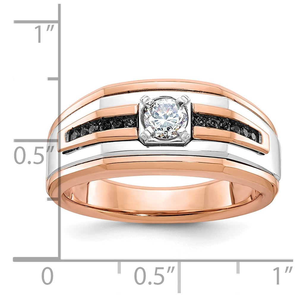 14k Two-tone White/Rose Men's 1/2 carat Black/White Diamond Complete Ring