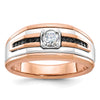 14k Two-tone White/Rose Men's 1/2 carat Black/White Diamond Complete Ring