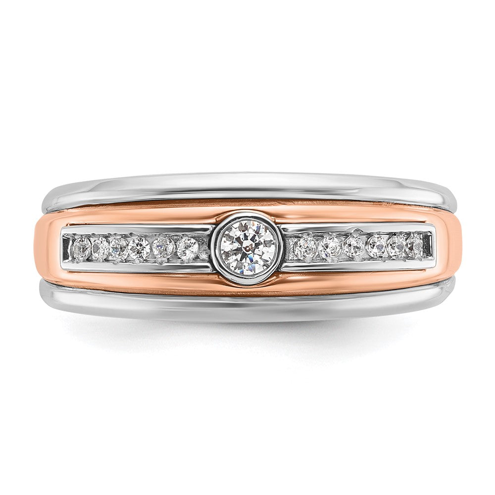 10k Two-tone White/Rose Gold Men's Diamond Complete Ring