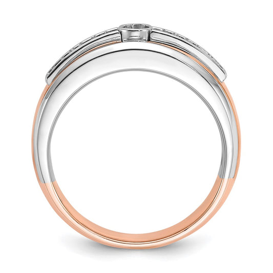 14k Two-tone White/Rose Gold Mens 1/5 carat Diamond Complete Ring