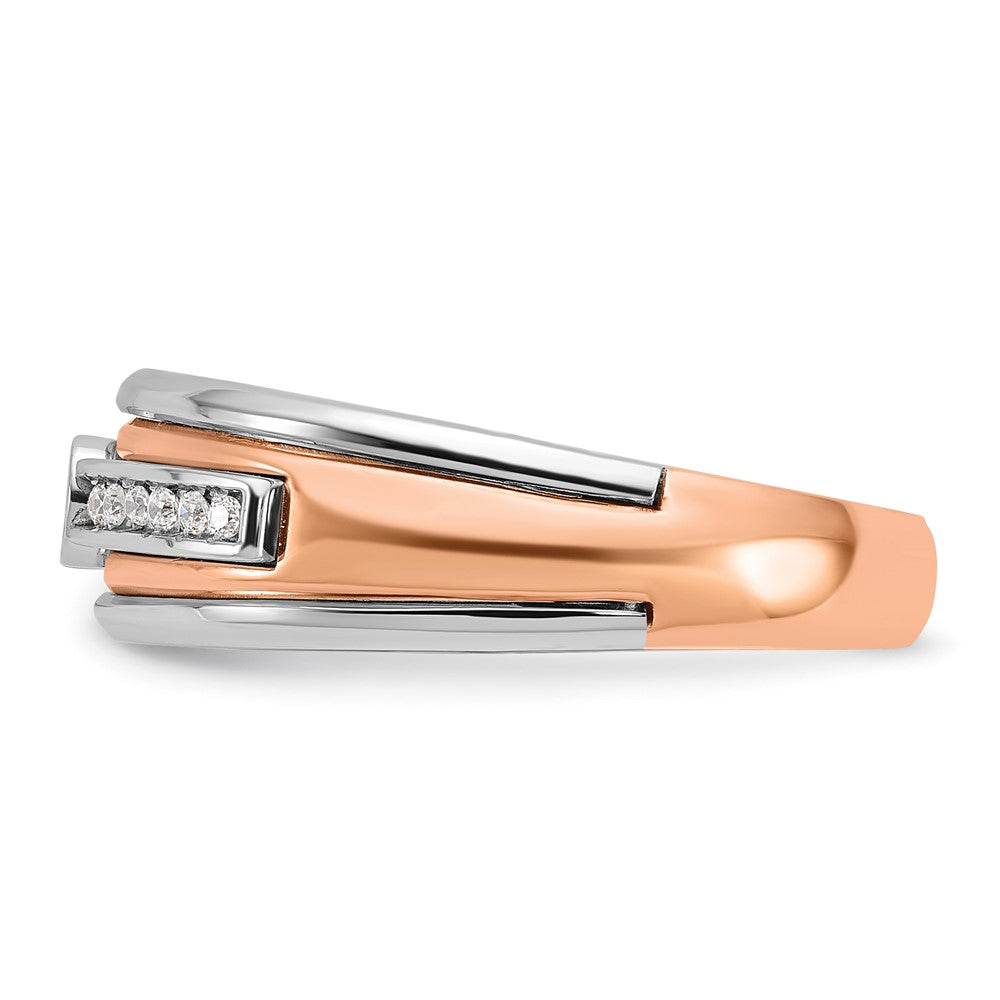 14k Two-tone White/Rose Gold Men's 1/5 carat Diamond Complete Ring