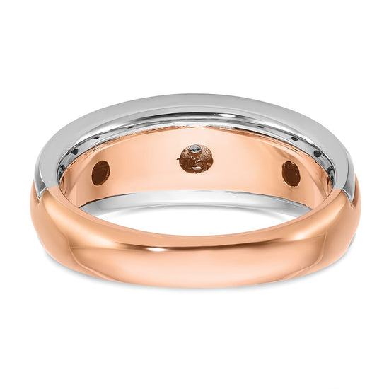 14k Two-tone White/Rose Gold Men's 1/5 carat Diamond Complete Ring