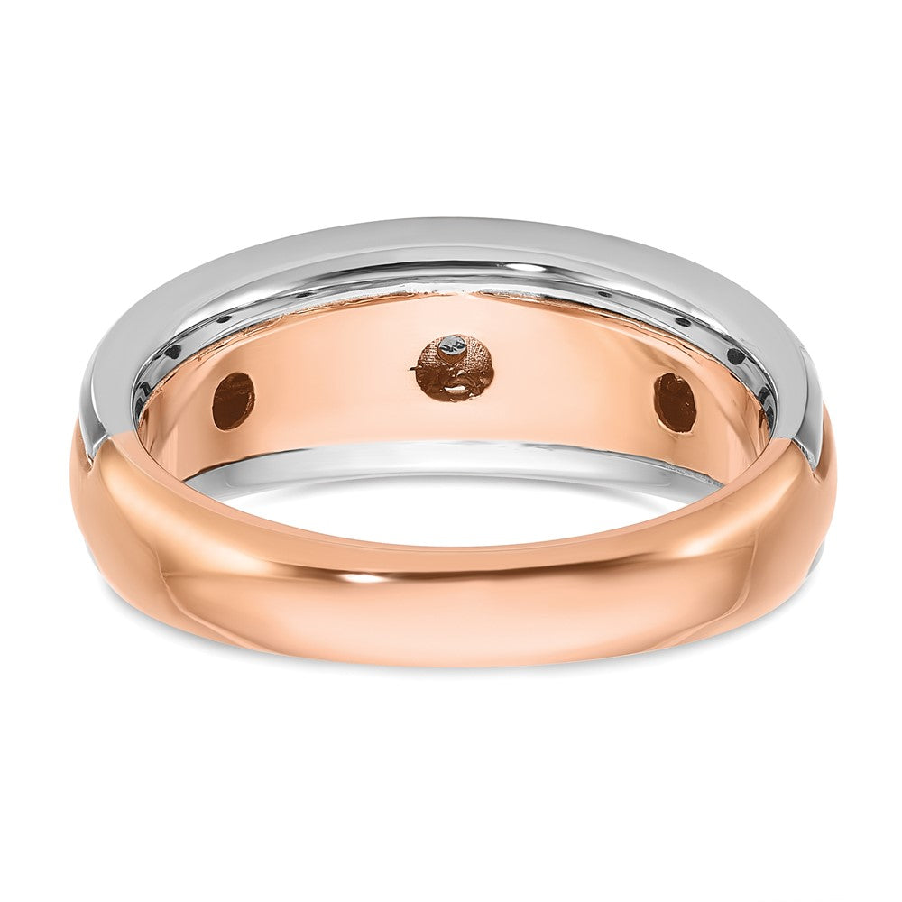 14k Two-tone White/Rose Gold Men's 1/5 carat Diamond Complete Ring