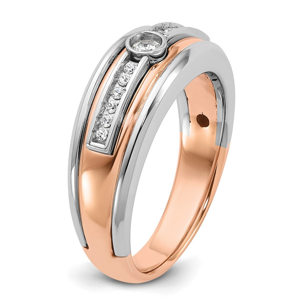 14k Two-tone White/Rose Gold Men's 1/5 carat Diamond Complete Ring