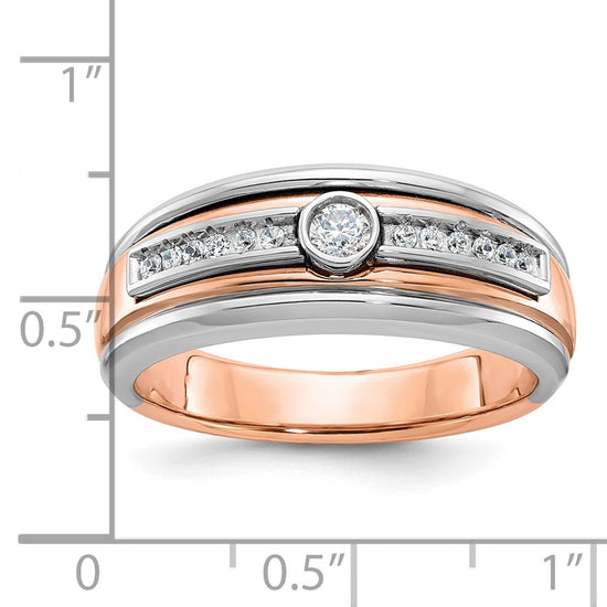 14k Two-tone White/Rose Gold Men's 1/5 carat Diamond Complete Ring