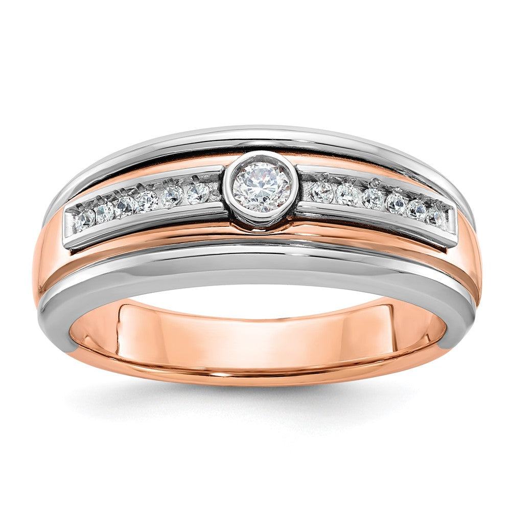 14k Two-tone White/Rose Gold Men's 1/5 carat Diamond Complete Ring