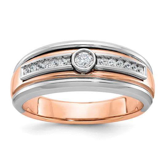 14k Two-tone White/Rose Gold Men's 1/5 carat Diamond Complete Ring