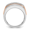 14k White and Rose Gold Men's Polished and Grooved 5-Stone 1 Carat AA Quality Diamond Ring