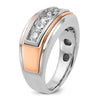 14k White and Rose Gold Men's Polished and Grooved 5-Stone 1 Carat AA Quality Diamond Ring