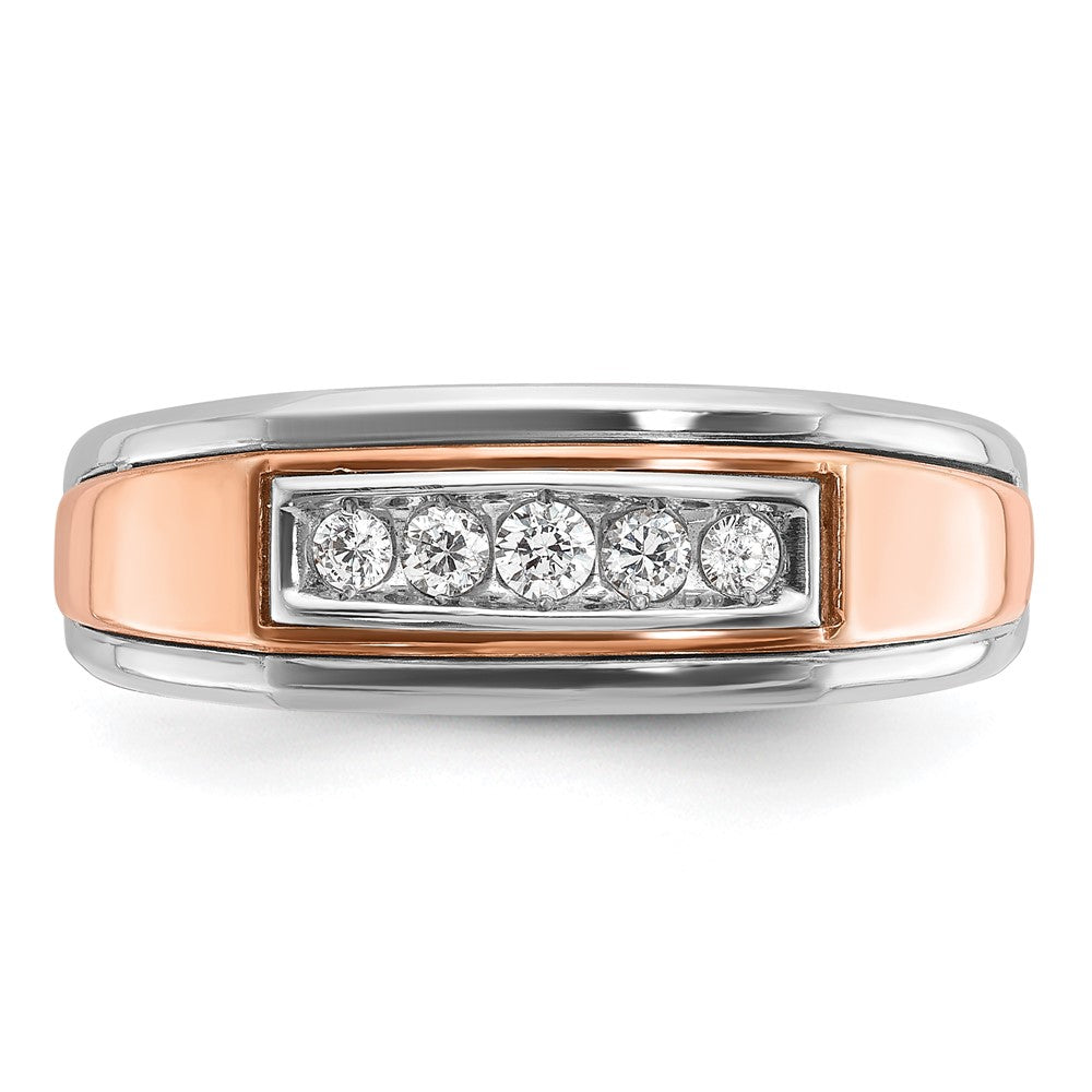 IBGoodman 14k White and Rose Gold Men's Polished 5-Stone Ring Mounting