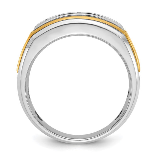 14k Two-tone IBGoodman Men's Polished 5-Stone Ring Mounting