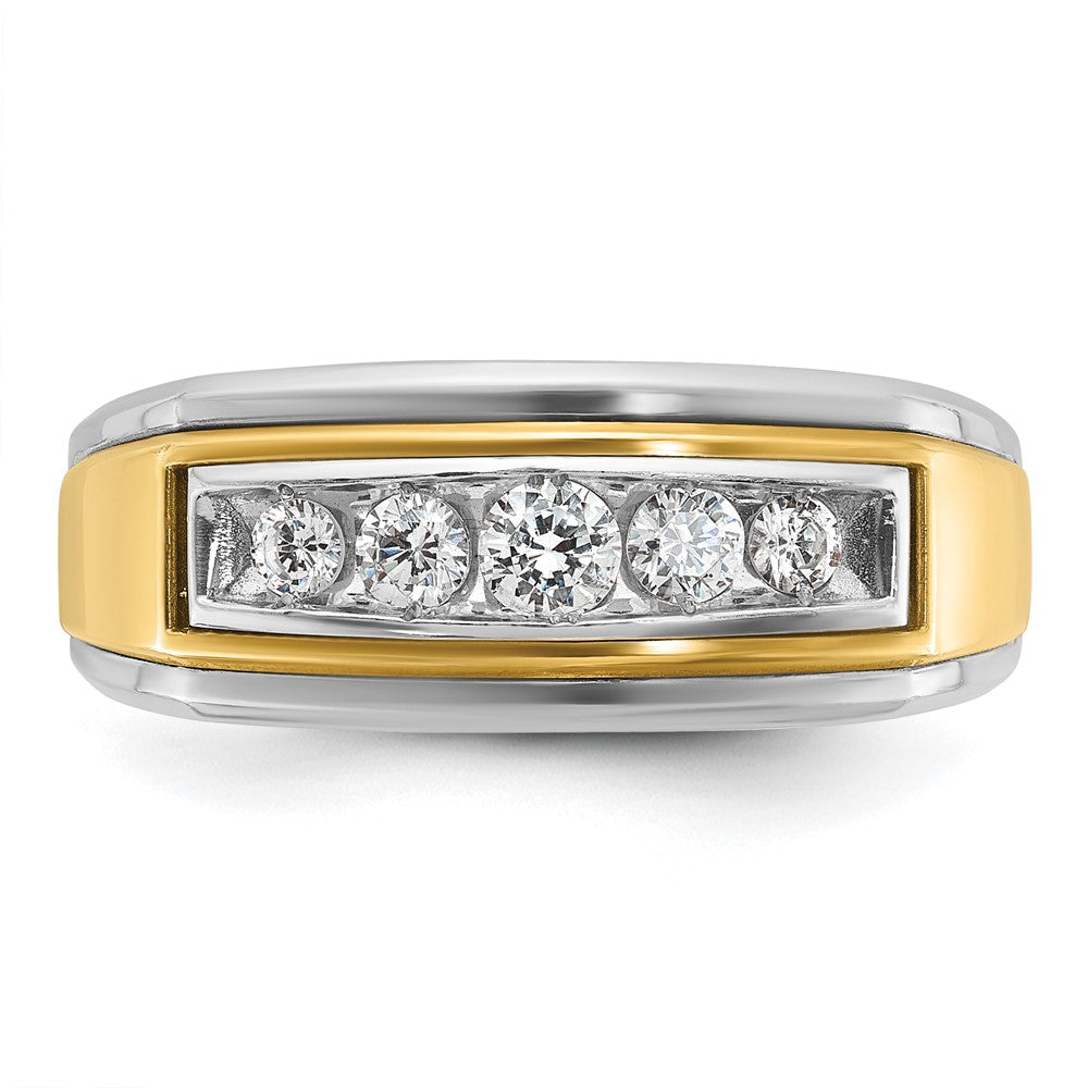 14k Two-tone IBGoodman Men's Polished 5-Stone Ring Mounting