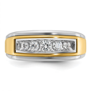14k Two-tone IBGoodman Men's Polished 5-Stone Ring Mounting
