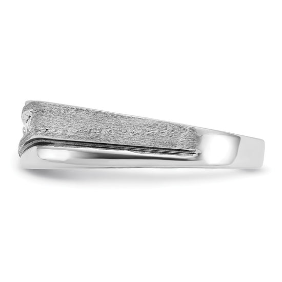 14k White Gold with Black Rhodium 1/4 carat Lab Grown Diamond VS/SI+ G+ Complete Polished Satin and Grooved Men's Ring