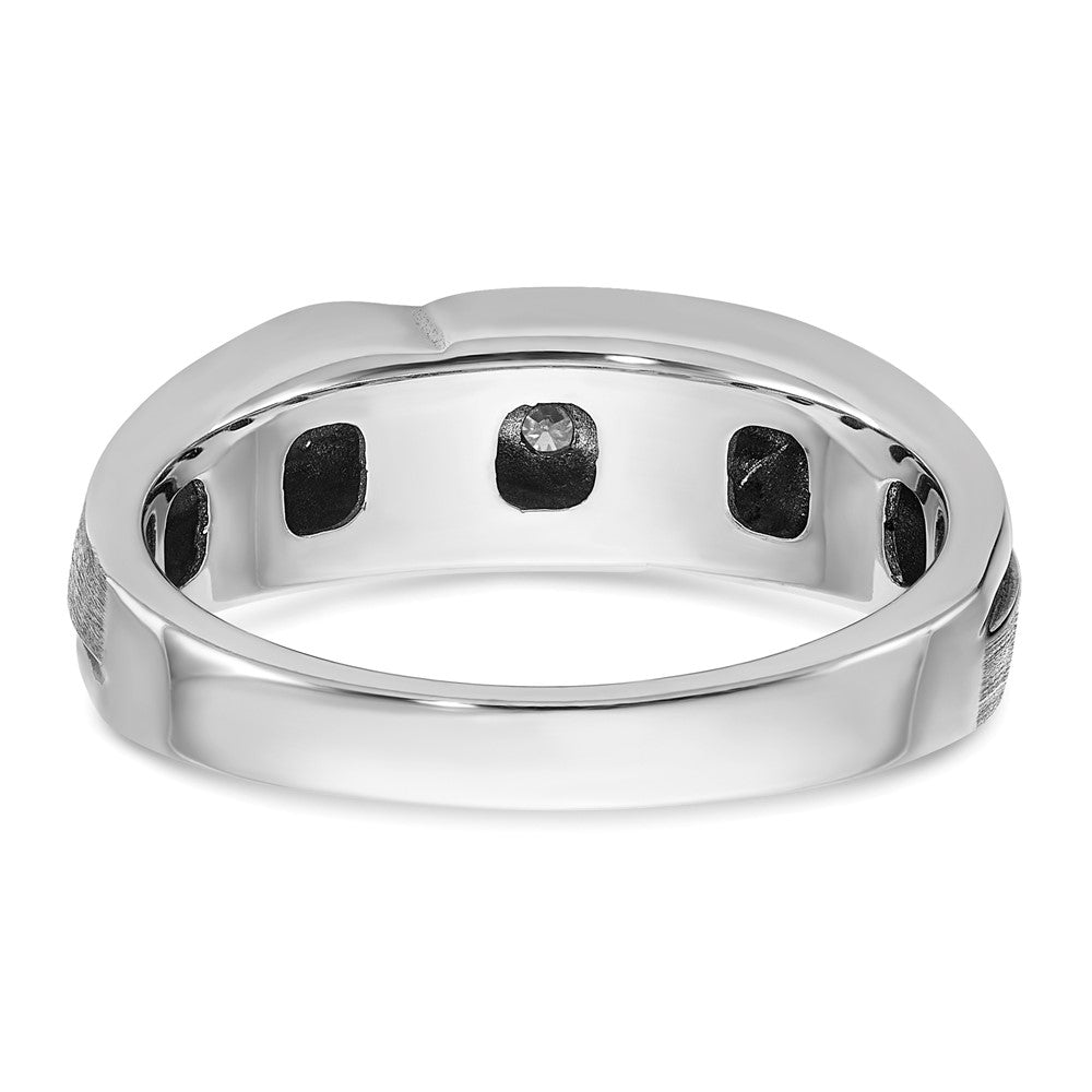 14k White Gold with Black Rhodium 1/4 carat Lab Grown Diamond VS/SI+ G+ Complete Polished Satin and Grooved Men's Ring
