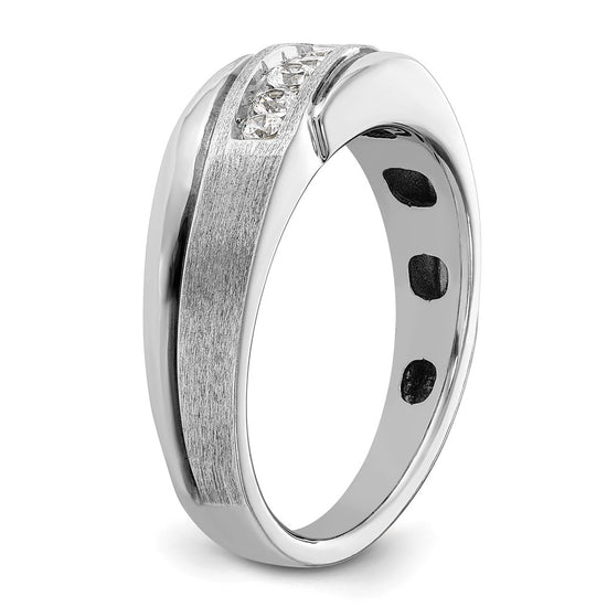 14k White Gold with Black Rhodium 1/4 carat Lab Grown Diamond VS/SI+ G+ Complete Polished Satin and Grooved Men's Ring