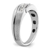 14k White Gold with Black Rhodium 1/4 carat Lab Grown Diamond VS/SI+ G+ Complete Polished Satin and Grooved Men's Ring