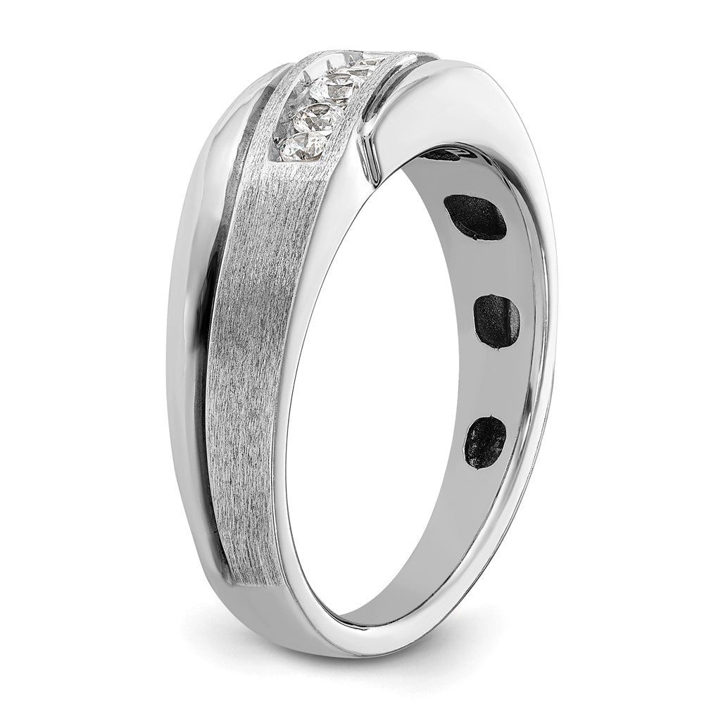 14k White Gold with Black Rhodium 1/4 carat Lab Grown Diamond VS/SI+ G+ Complete Polished Satin and Grooved Men's Ring