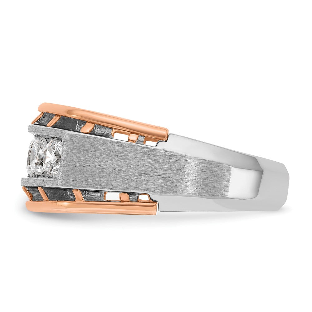 IBGoodman 10k White and Rose Gold Men's Polished Satin and Cut-Out 5-Stone Ring Mounting