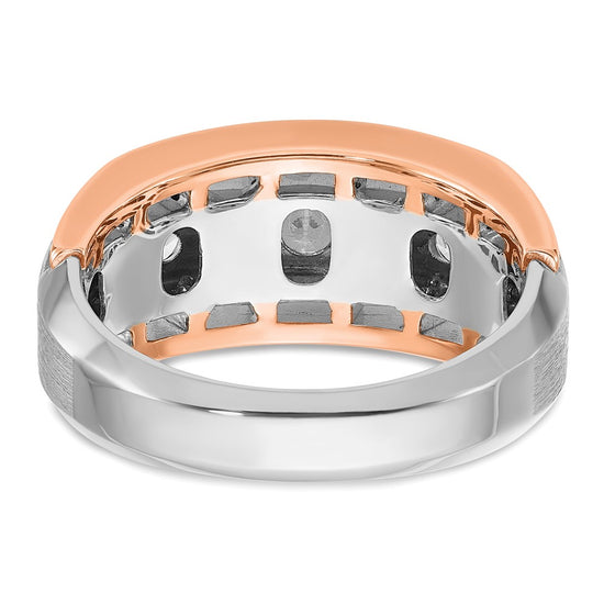 IBGoodman 10k White and Rose Gold Men's Polished Satin and Cut-Out 5-Stone Ring Mounting