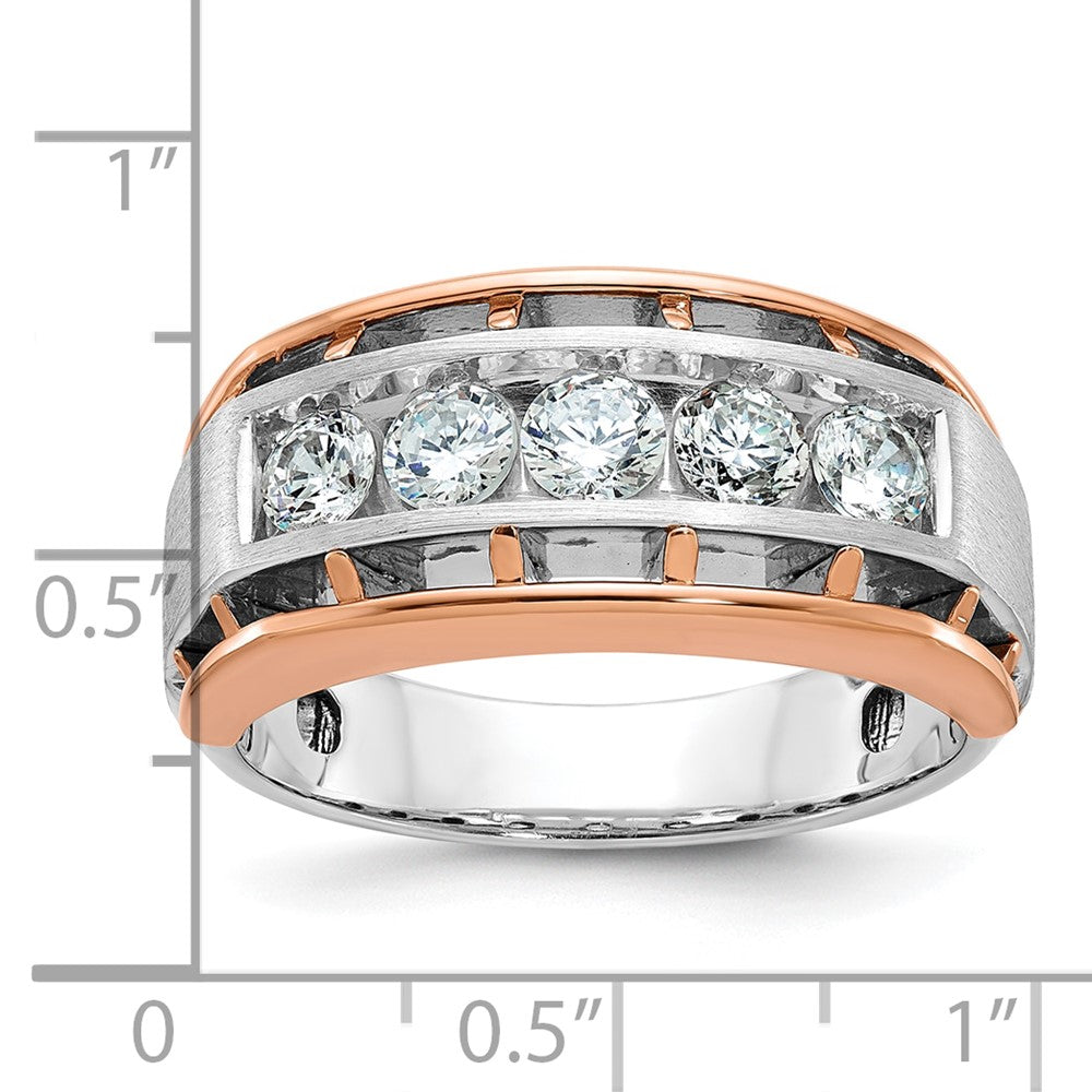 IBGoodman 10k White and Rose Gold Men's Polished Satin and Cut-Out 5-Stone Ring Mounting