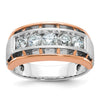 IBGoodman 10k White and Rose Gold Men's Polished Satin and Cut-Out 5-Stone Ring Mounting