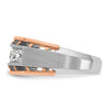 IBGoodman 14k White and Rose Gold Men's Polished Satin and Cut-Out 5-Stone 1 Carat AA Quality Diamond Ring