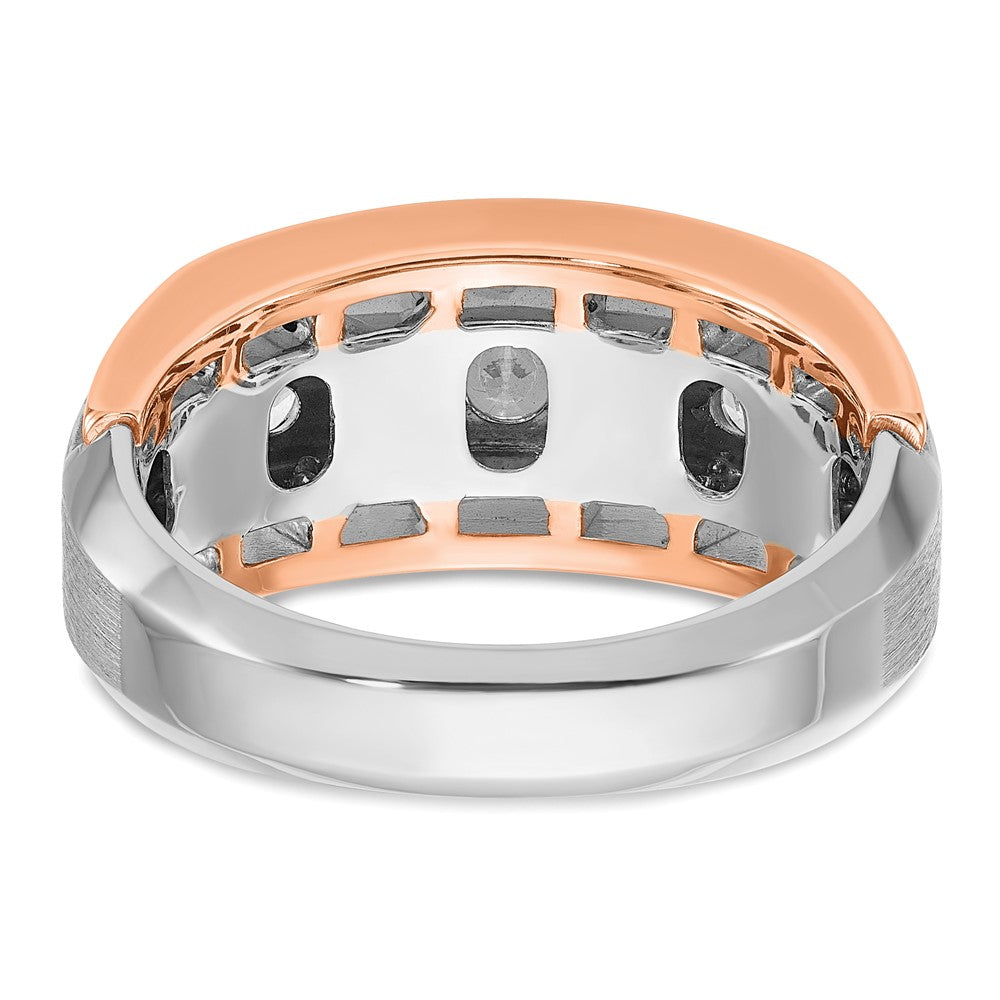 IBGoodman 14k White and Rose Gold Men's Polished Satin and Cut-Out 5-Stone 1 Carat AA Quality Diamond Ring