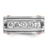 IBGoodman 14k White and Rose Gold Men's Polished Satin and Grooved 5-Stone Ring Mounting