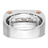 IBGoodman 14k White and Rose Gold Men's Polished Satin and Grooved 5-Stone Ring Mounting