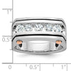 14k White and Rose Gold with Black Rhodium Men's Polished Satin and Grooved 5-Stone 1 Carat AA Quality Diamond Ring