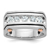 IBGoodman 14k White and Rose Gold Men's Polished Satin and Grooved 5-Stone Ring Mounting