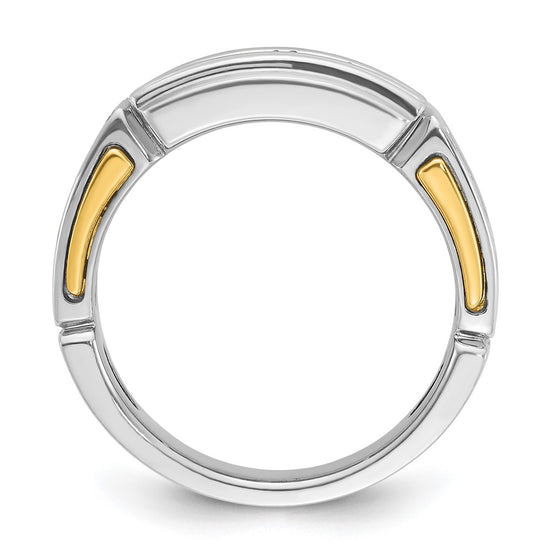 14k Two-tone Men's Polished and Cut-Out 2-Row 1 Carat AA Quality Diamond Ring