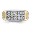 14k Two-tone Men's Polished and Cut-Out 2-Row 1 Carat AA Quality Diamond Ring