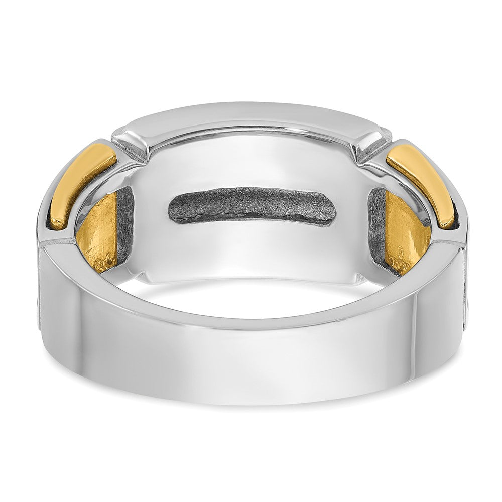 14k Two-tone Men's Polished and Cut-Out 2-Row 1 Carat AA Quality Diamond Ring