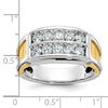 14k Two-tone Men's Polished and Cut-Out 2-Row 1 Carat AA Quality Diamond Ring